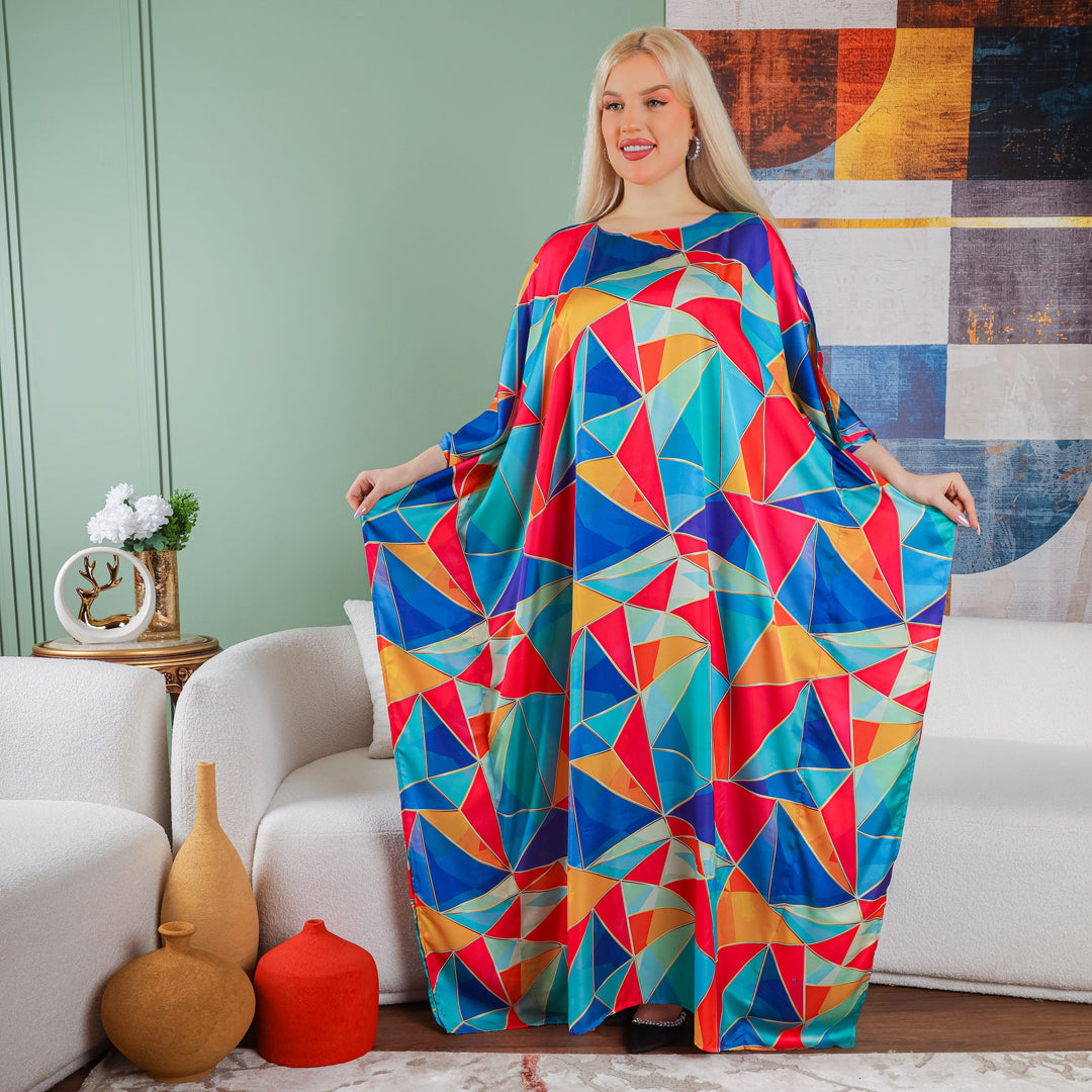 Dubai  Silky Satin Jalabiya - Printed