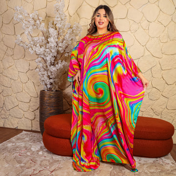 Dubai Silky Satin Jalabiya - Printed