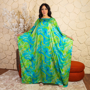Dubai  Silky Satin Jalabiya - Printed