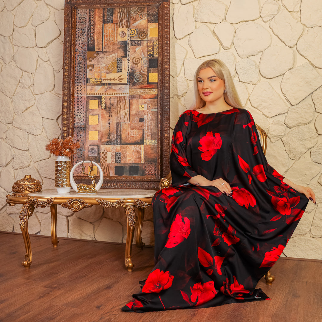 Dubai Silky Satin Jalabiya - Printed
