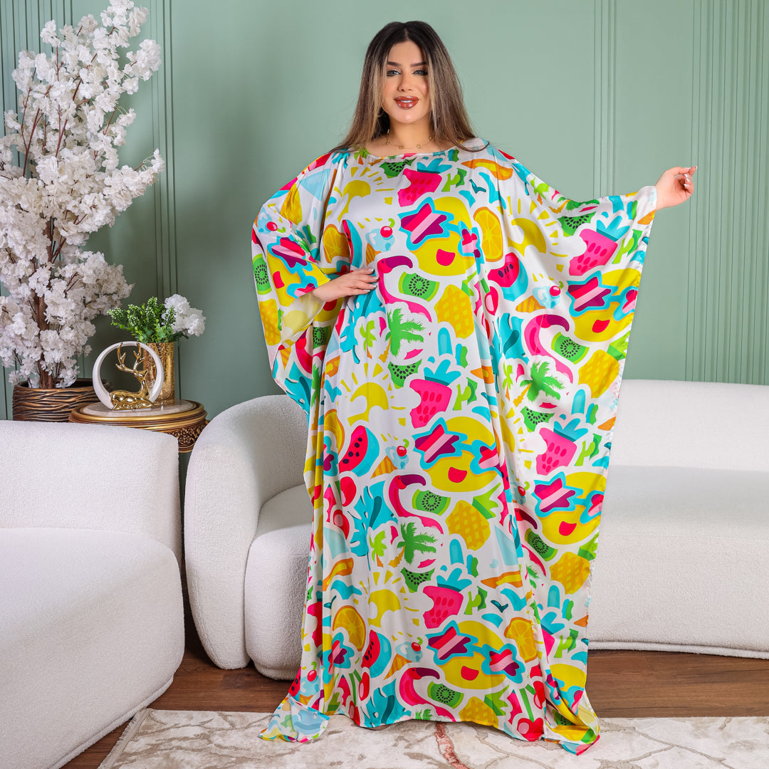 Dubai  Silky Satin Jalabiya - Printed