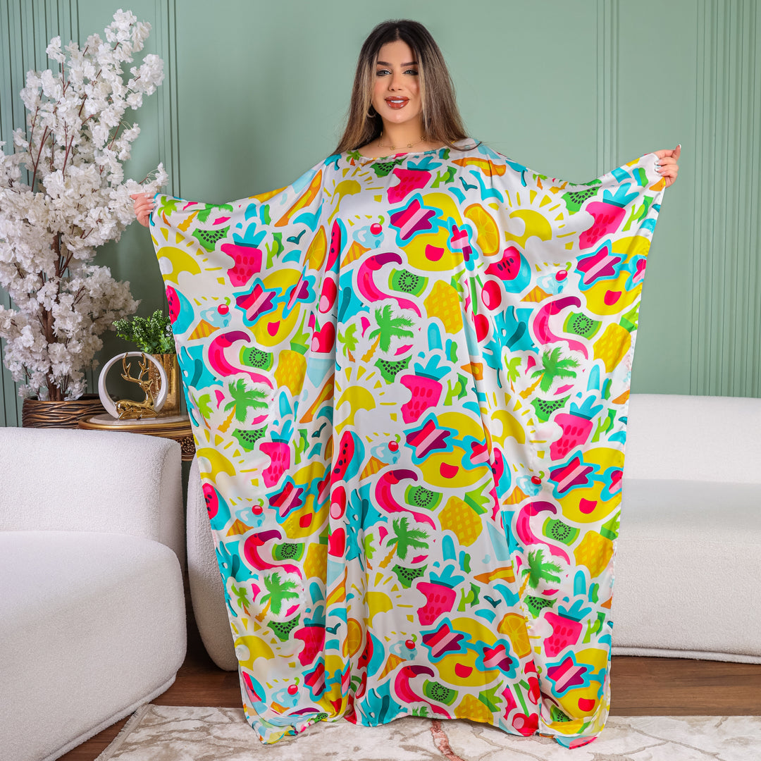 Dubai  Silky Satin Jalabiya - Printed