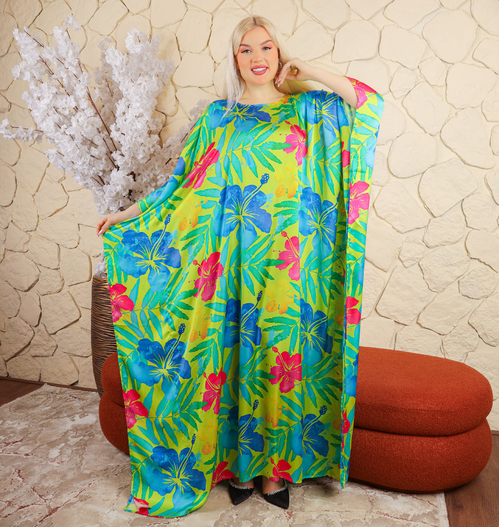 Dubai  Silky Satin Jalabiya - Printed