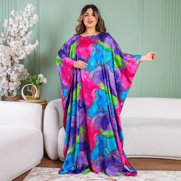 Dubai Silky Satin Jalabiya - Printed