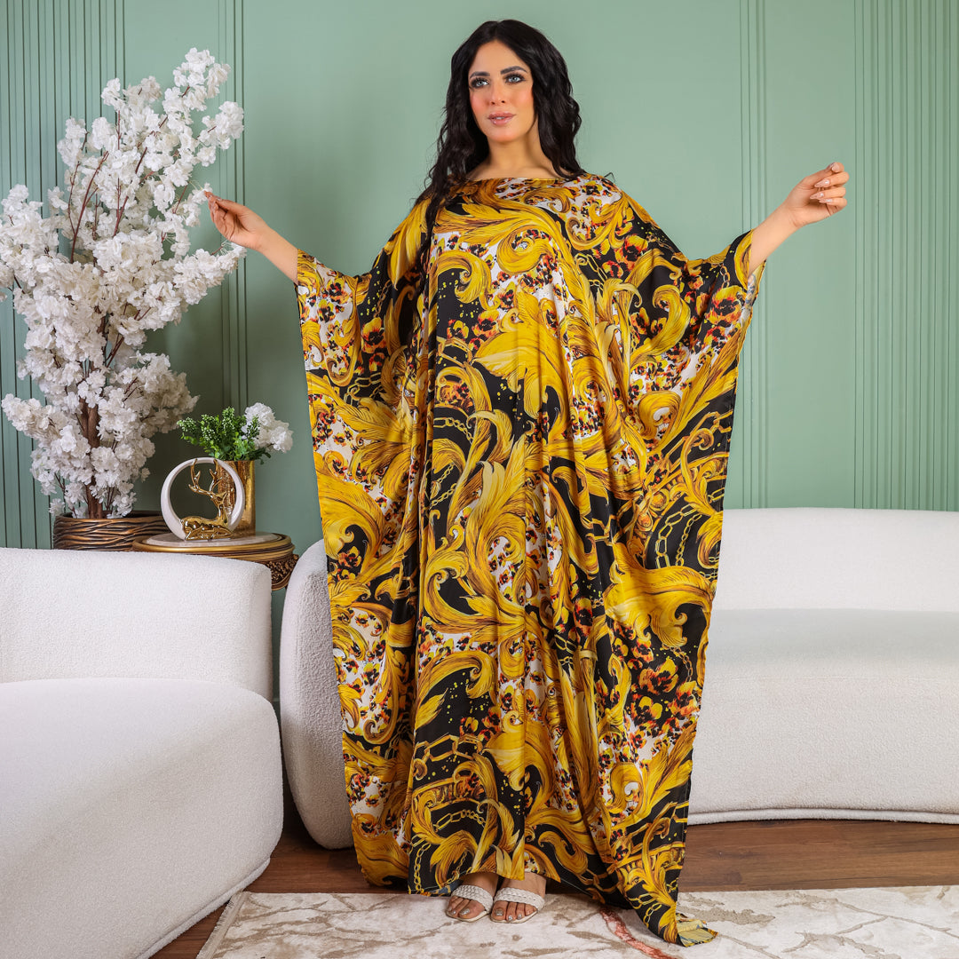 Dubai Silky Satin Jalabiya - Printed