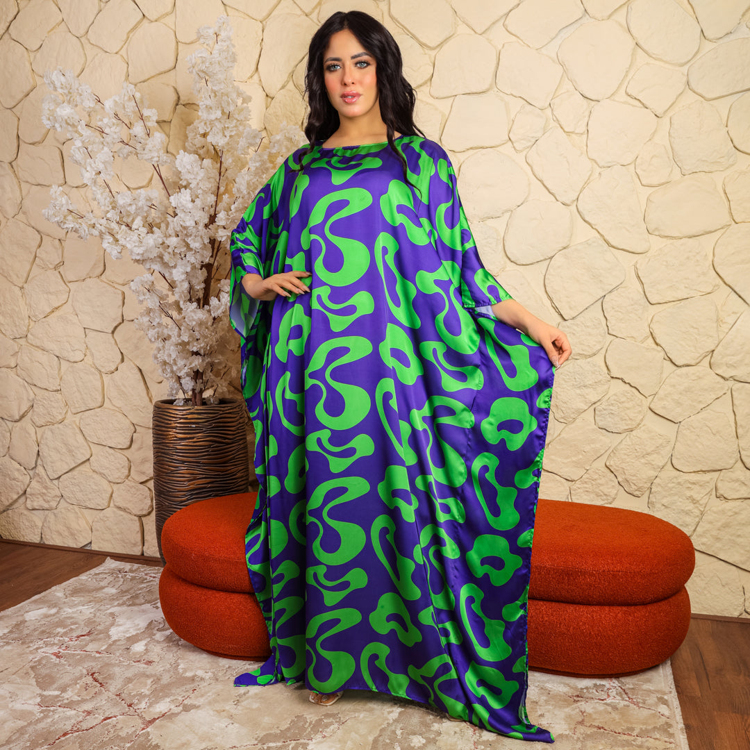 Dubai  Silky Satin Jalabiya - Printed