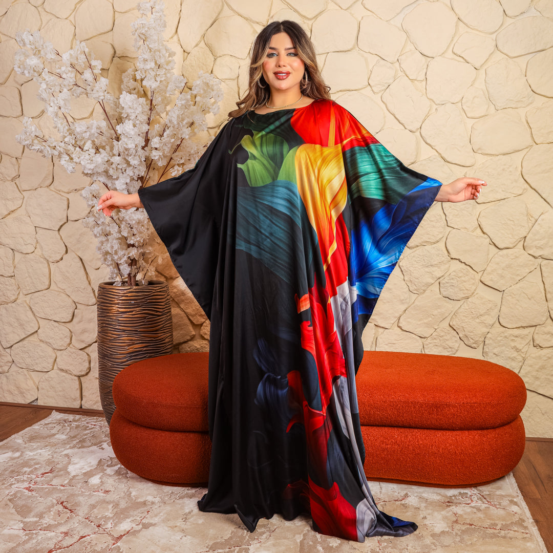 Dubai  Silky Satin Jalabiya - Printed