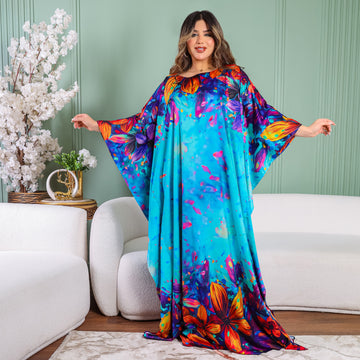 Dubai  Silky Satin Jalabiya - Printed