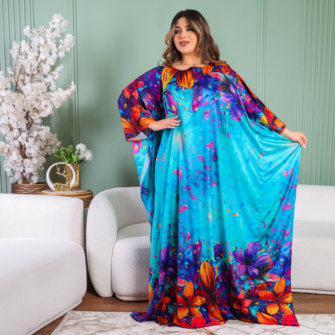 Dubai  Silky Satin Jalabiya - Printed