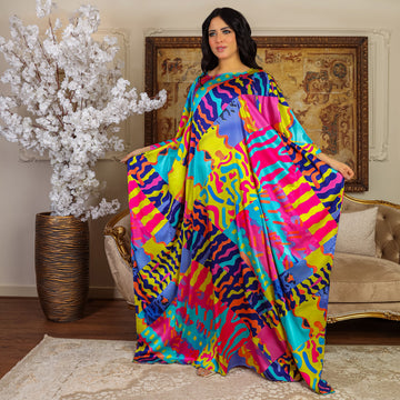 Dubai  Silky Satin Jalabiya - Printed
