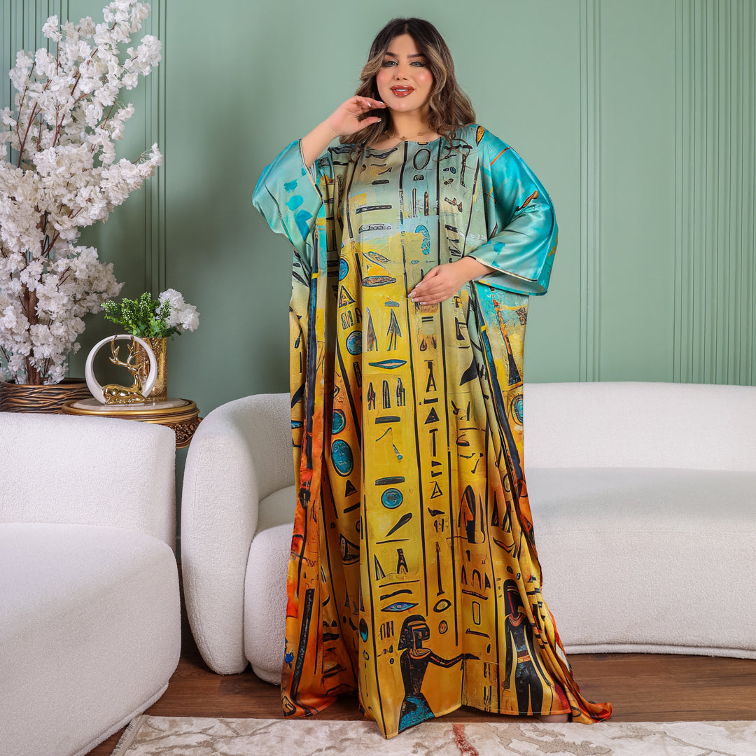 Dubai  Silky Satin Jalabiya - Printed