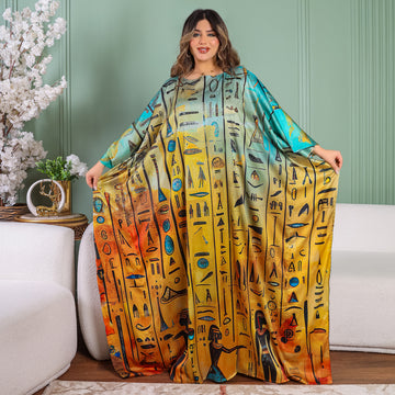 Dubai  Silky Satin Jalabiya - Printed