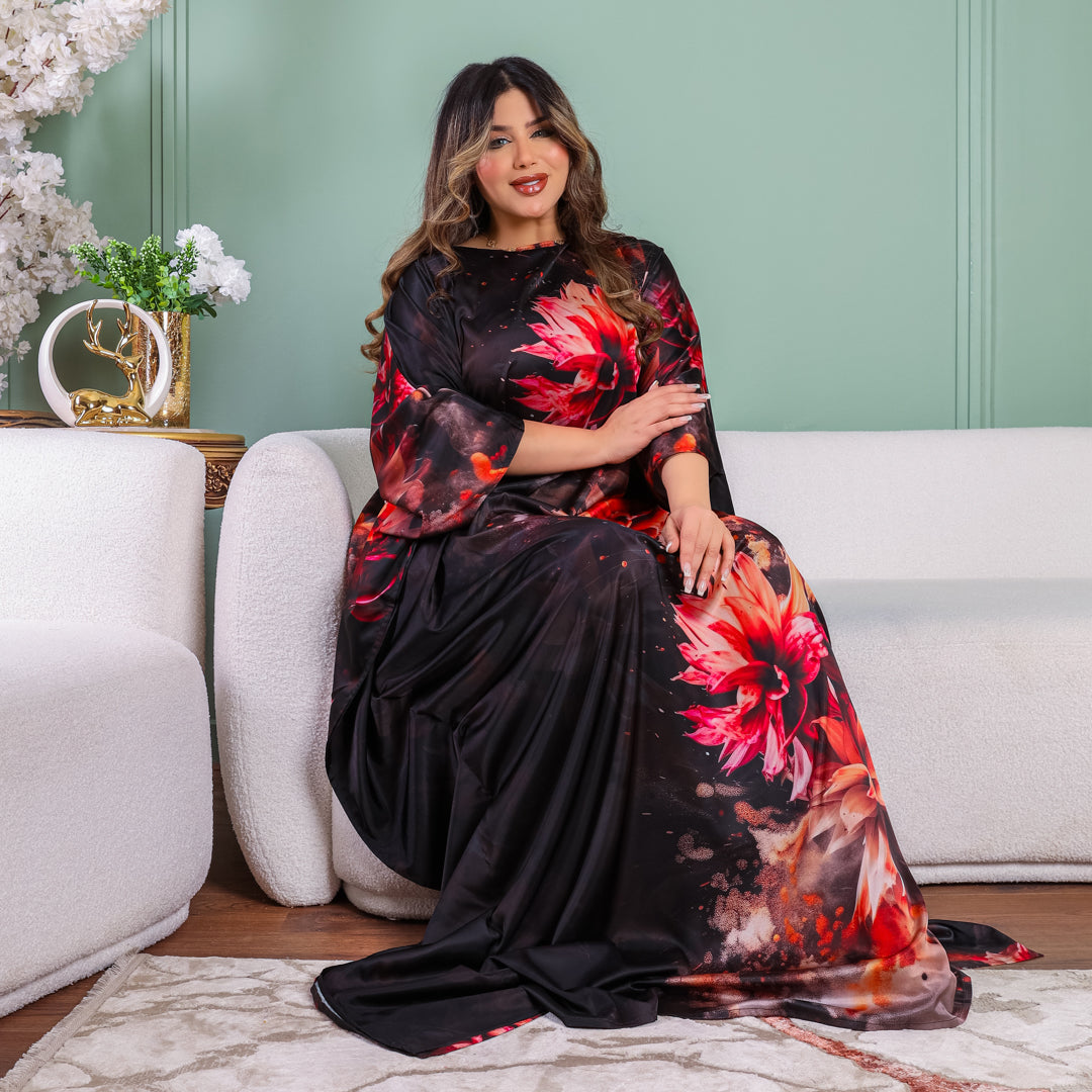 Dubai  Silky Satin Jalabiya - Printed