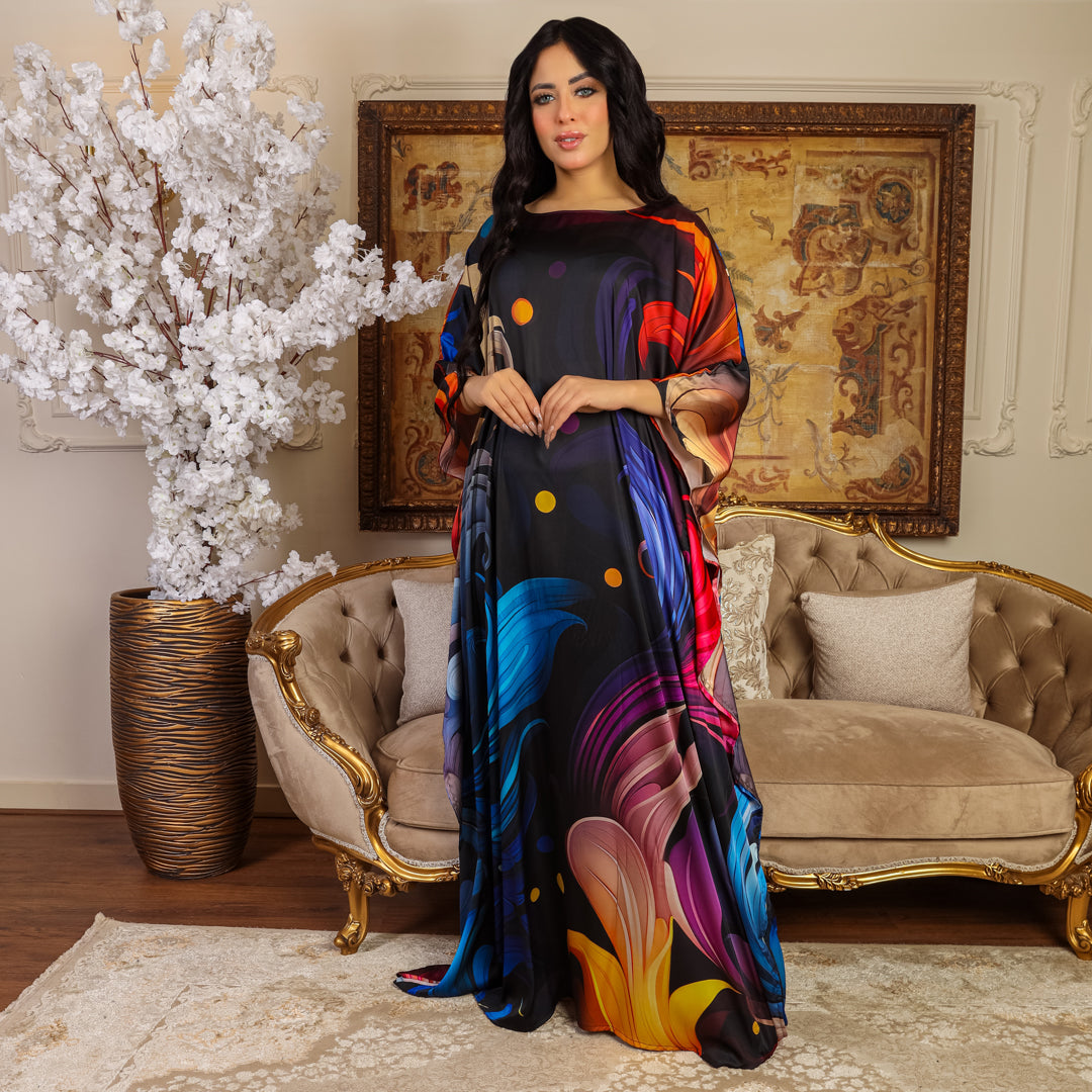Dubai  Silky Satin Jalabiya - Printed