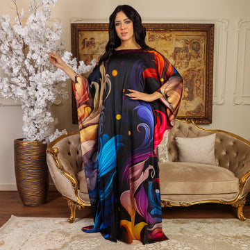 Dubai  Silky Satin Jalabiya - Printed