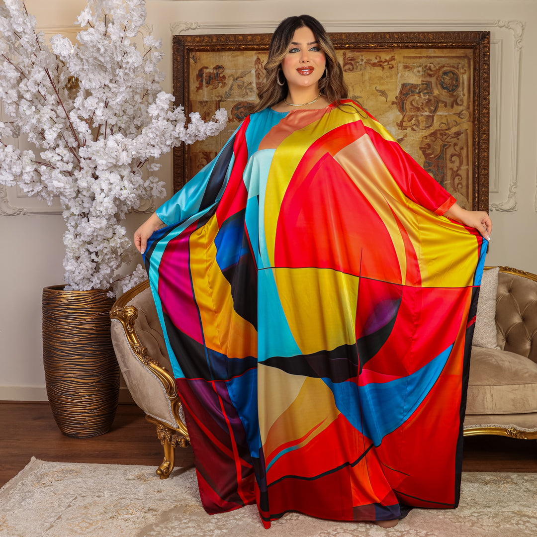 Dubai  Silky Satin Jalabiya - Printed