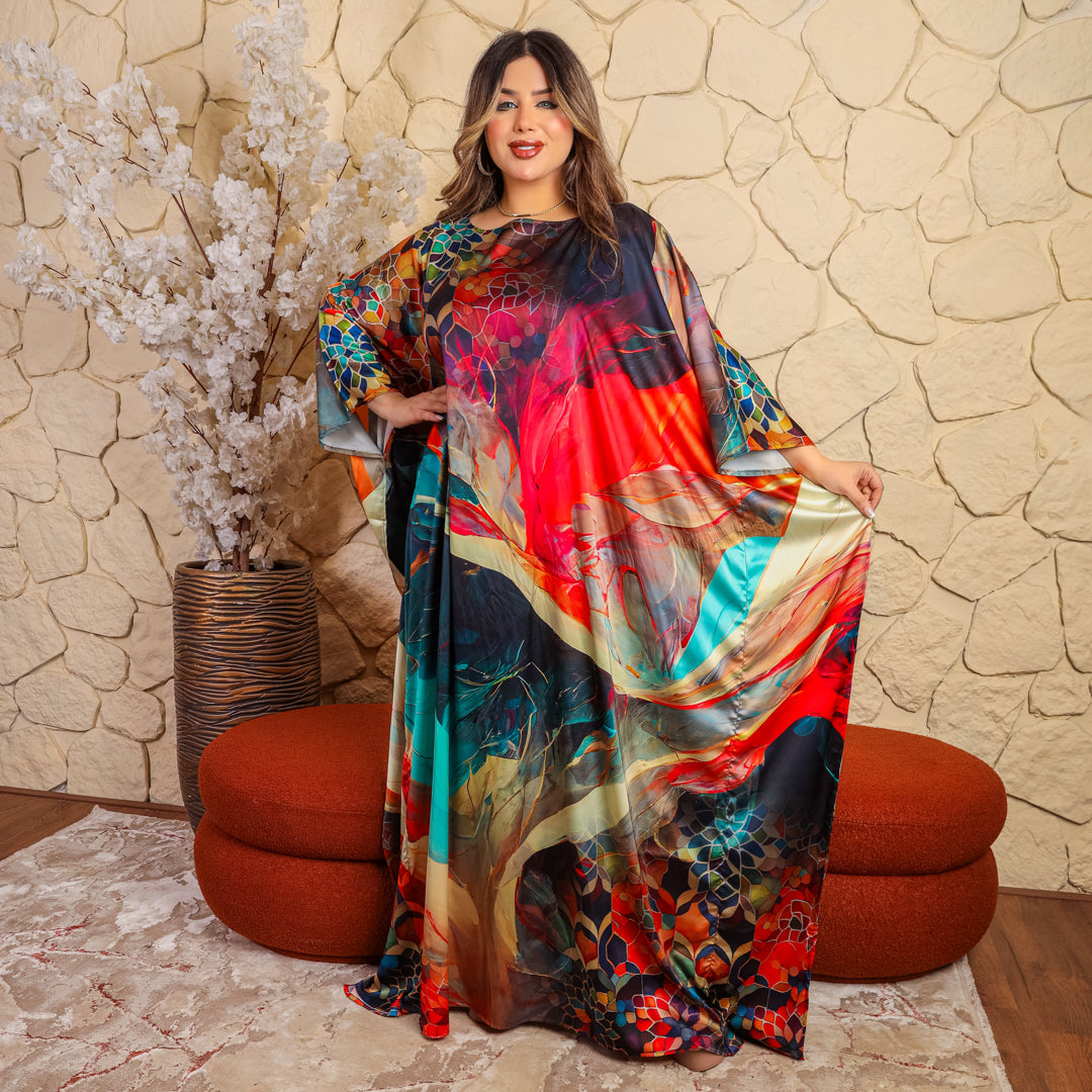 Dubai  Silky Satin Jalabiya - Printed