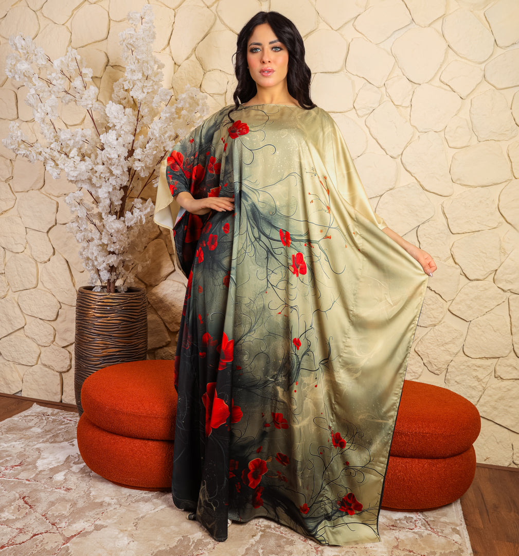 Dubai  Silky Satin Jalabiya - Printed