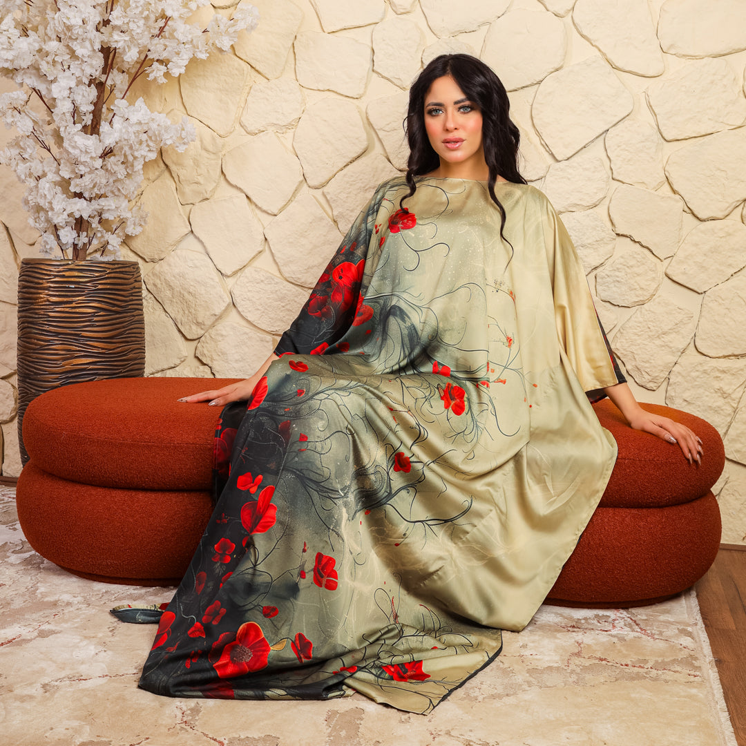 Dubai  Silky Satin Jalabiya - Printed