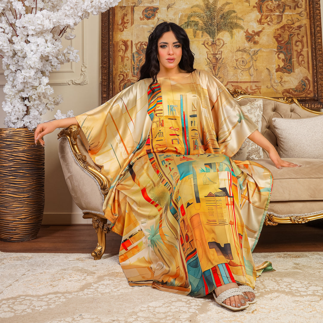 Dubai  Silky Satin Jalabiya - Printed