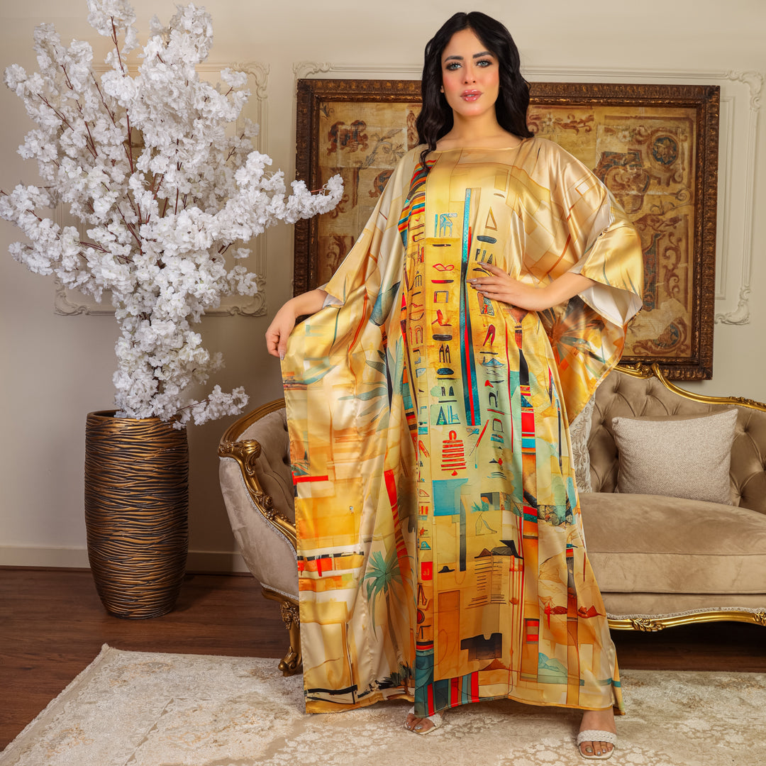Dubai  Silky Satin Jalabiya - Printed