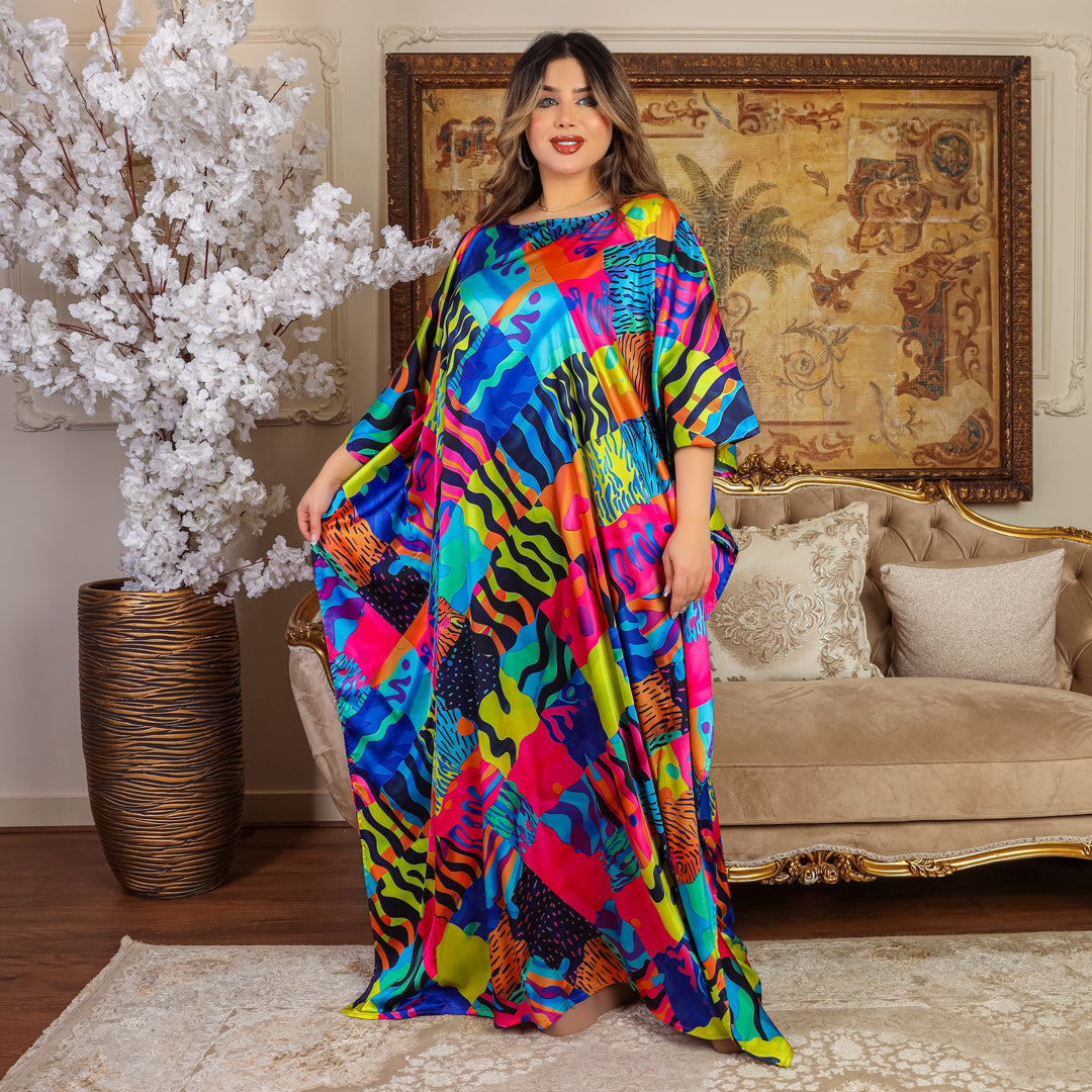 Dubai  Silky Satin Jalabiya - Printed