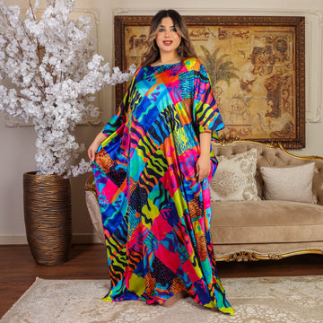 Dubai  Silky Satin Jalabiya - Printed