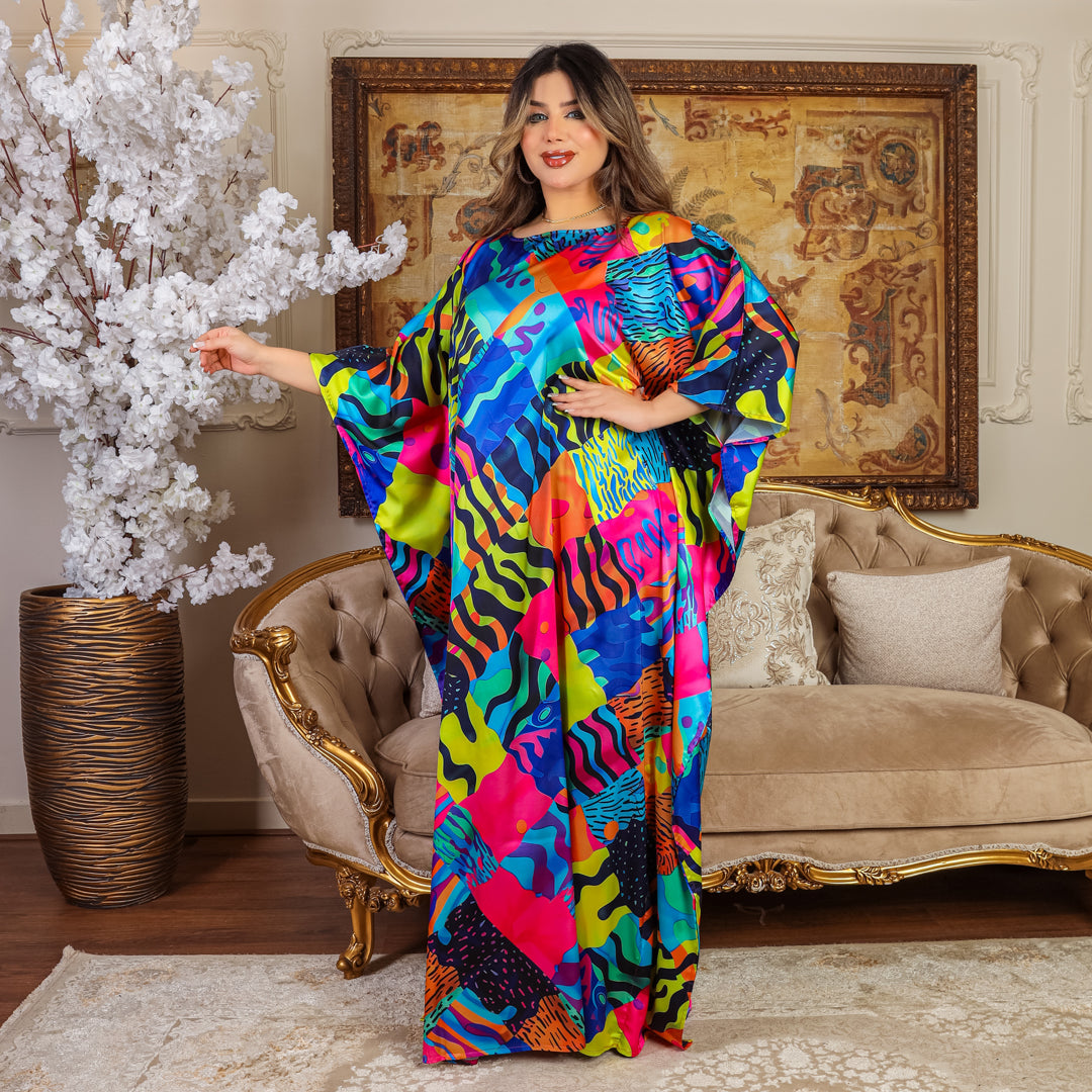 Dubai  Silky Satin Jalabiya - Printed