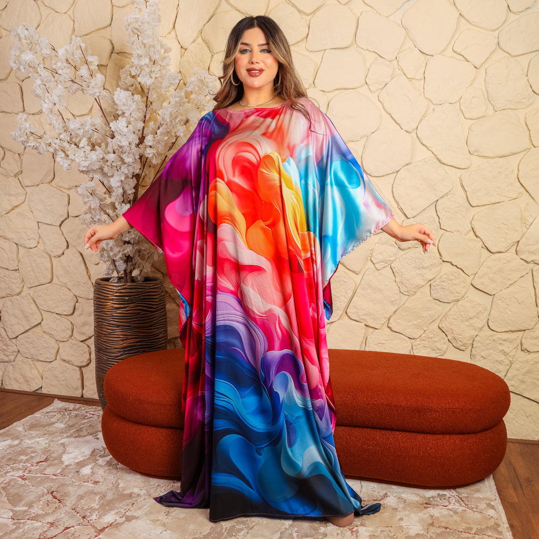 Dubai  Silky Satin Jalabiya - Printed