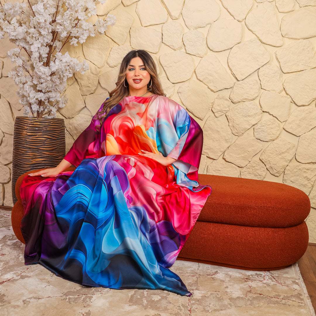 Dubai  Silky Satin Jalabiya - Printed