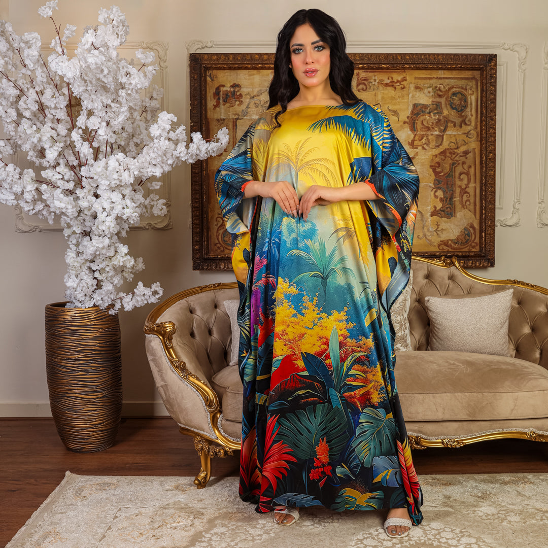 Dubai  Silky Satin Jalabiya - Printed