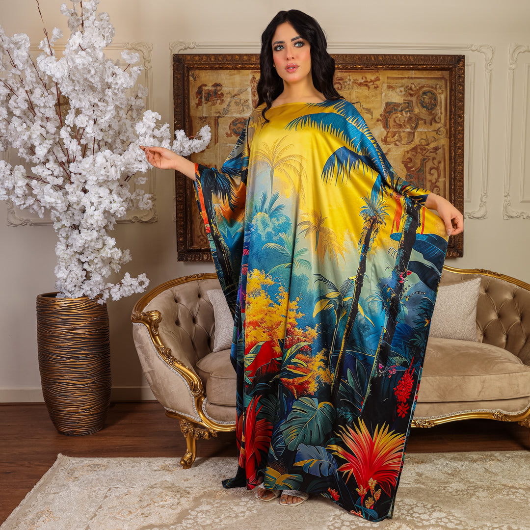 Dubai  Silky Satin Jalabiya - Printed