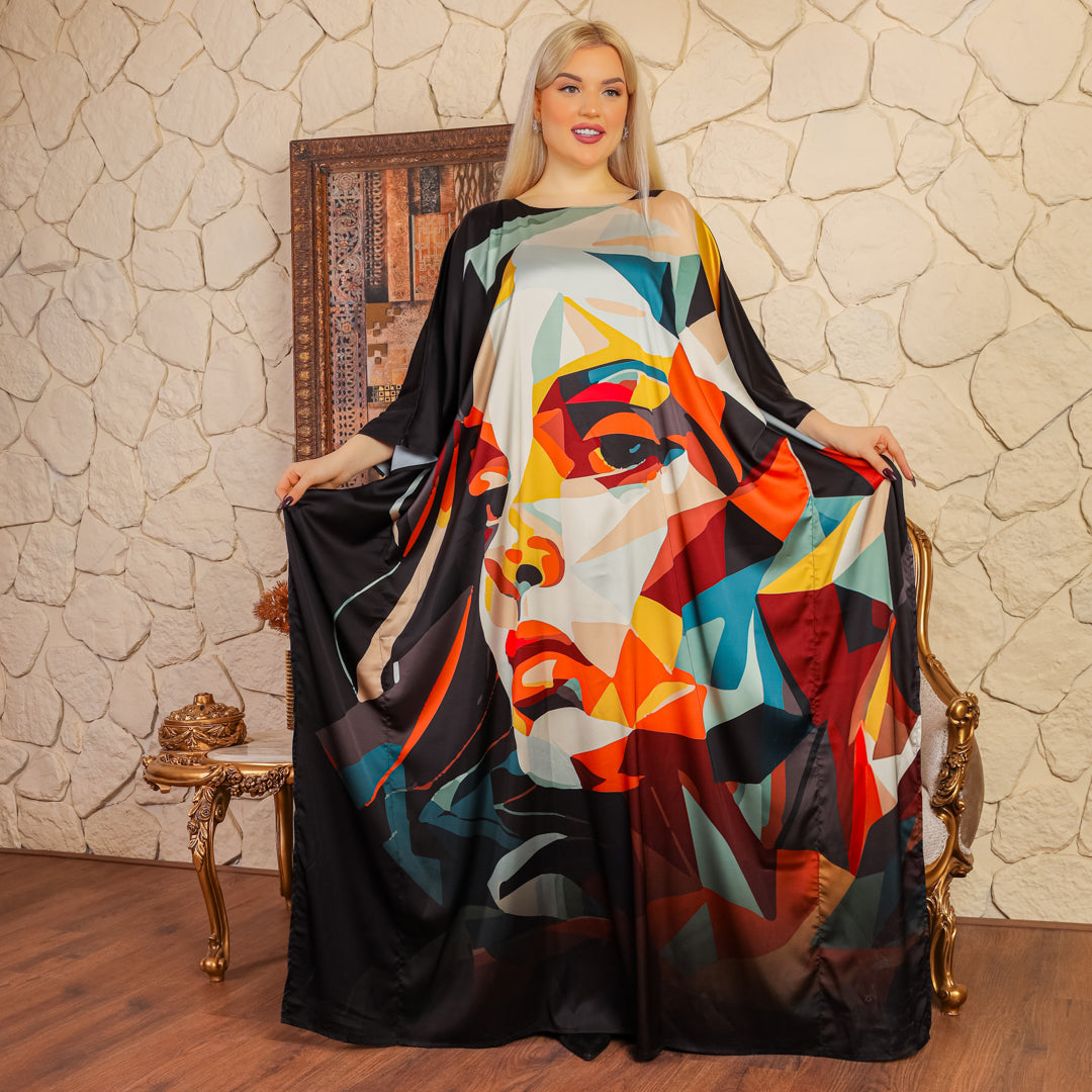 Dubai  Silky Satin Jalabiya - Printed