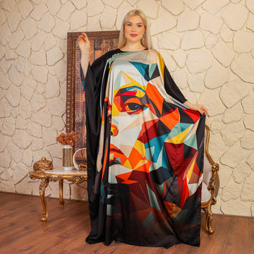 Dubai  Silky Satin Jalabiya - Printed