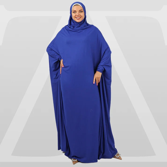 Practical  Kuwaiti Jersey prayer dress  with headscarf - plain
