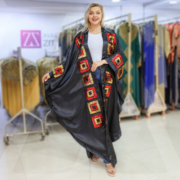 Dubai Silky Satin kaftan- Embroidered