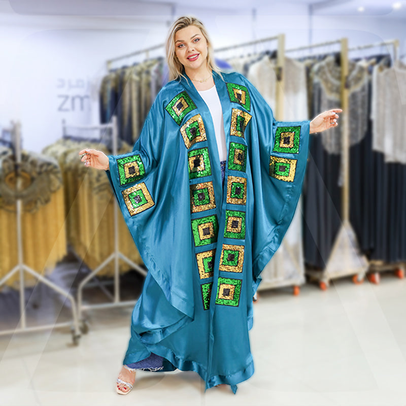 Dubai Silky Satin kaftan- Embroidered