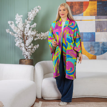 Silky Satin Cardigan-Printed