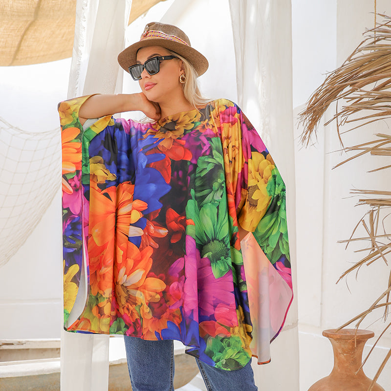 Autumn poncho - printed