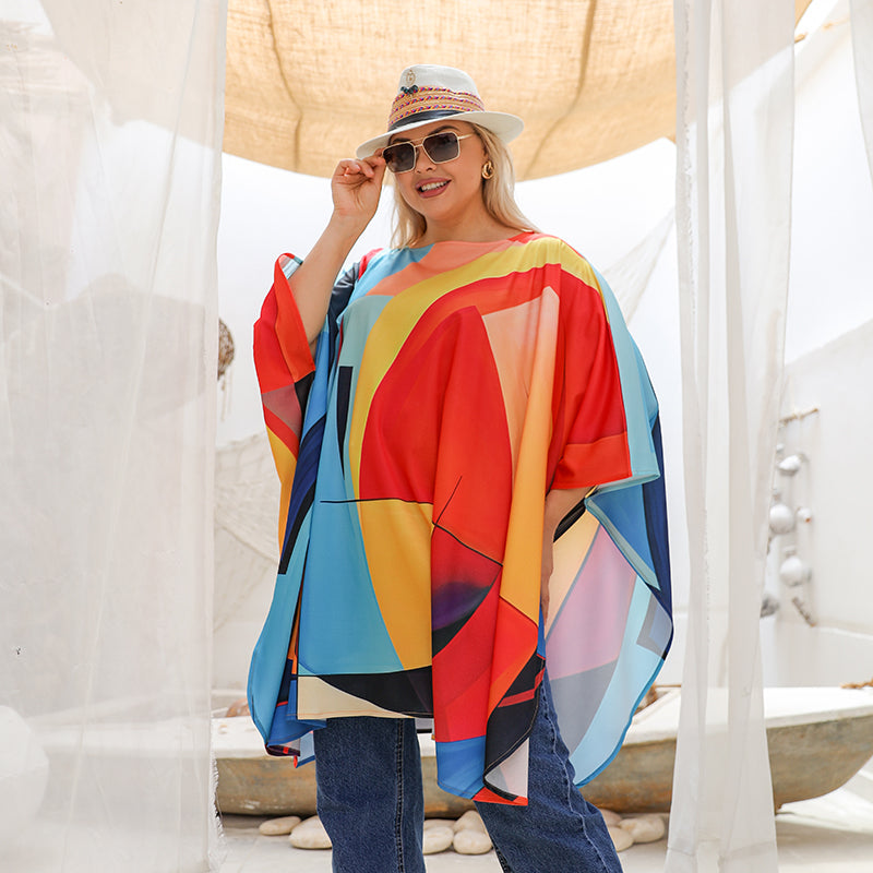 Autumn poncho - printed