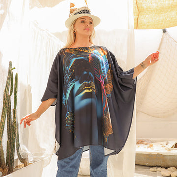 Autumn poncho - printed