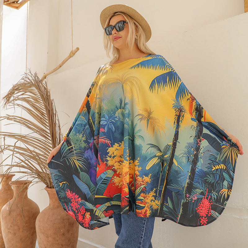 Autumn poncho - printed