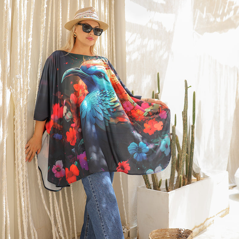 Autumn poncho - printed