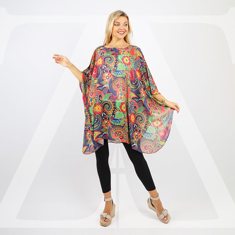 Chiffon Poncho - Printed