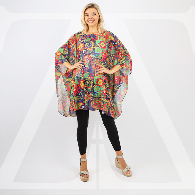 Chiffon Poncho - Printed
