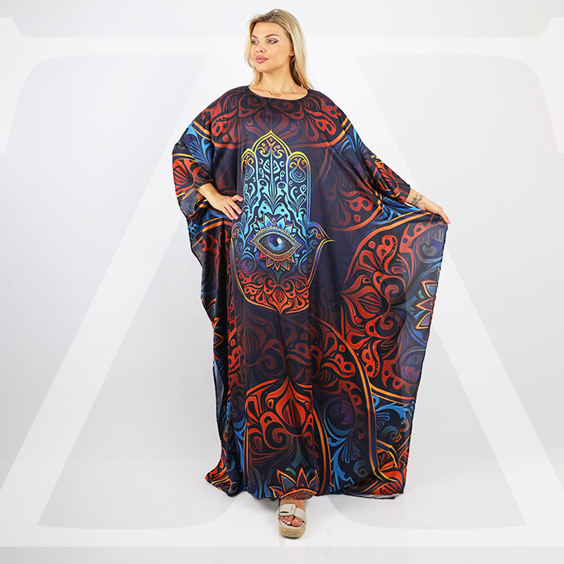 Dubai Silky Satin Jalabiya - Printed