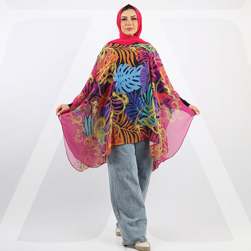 Chiffon Poncho - Printed
