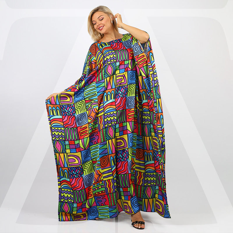 Dubai Silky Satin Jalabiya - Printed