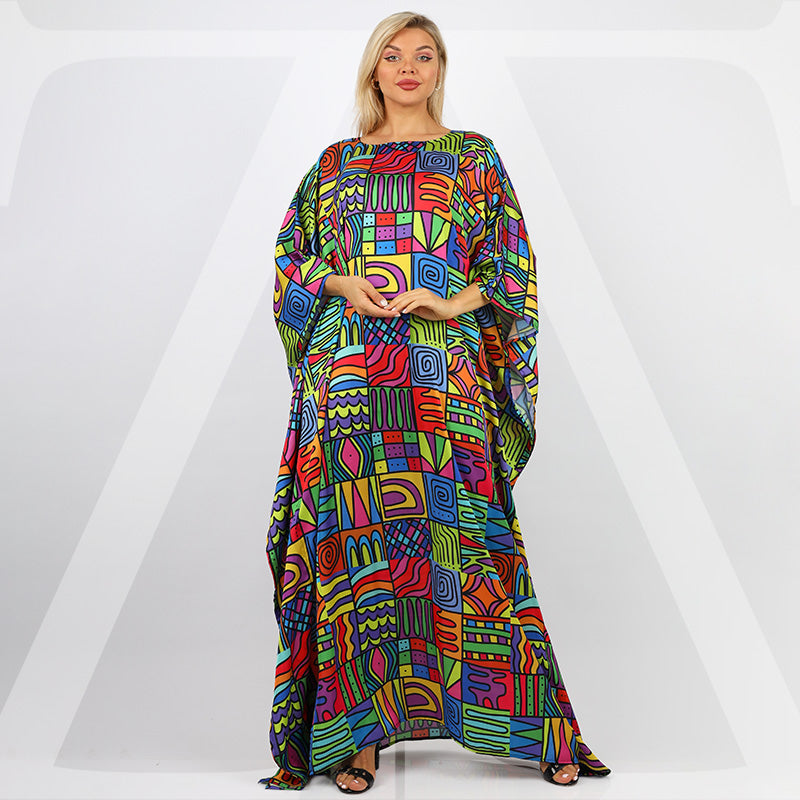 Dubai Silky Satin Jalabiya - Printed