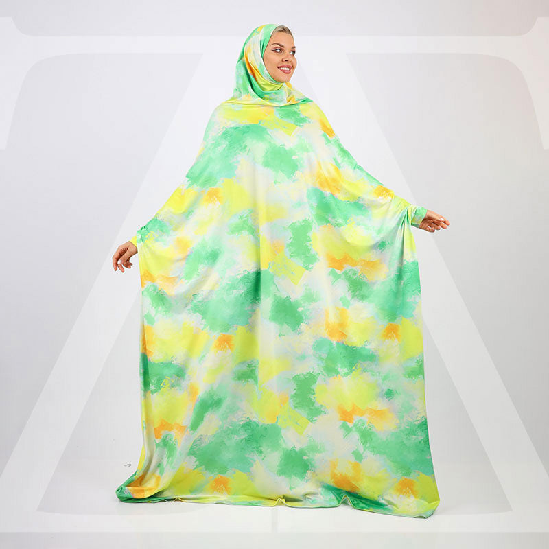 Practical  Bahraini prayer dress with headscarf- printed